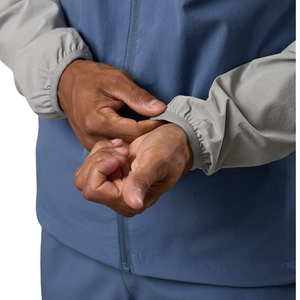 Ensemble de survêtement décontracté pour homme, bleu gris, avec blocs de couleur, veste zippée et pantalon, vêtements de sport pour activités de plein air - Product Image 3
