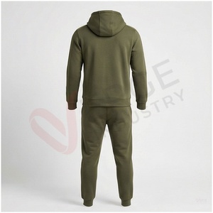 Conjunto Deportivo con Capucha para Hombre, Color Verde Oliva, Manga Larga, Color Sólido, Transpirable, Corte Regular, Ropa Casual de Otoño - Product Image 2