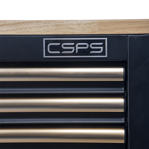 Wholesale OEM 7 Drawer Rolling Tool Cabinet with Wood Top Matte Black Powder Coated Steel for Garage <b>Workshop</b> <b>Storage</b> - Product Image 6