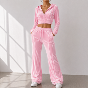 Low MOQ women's gym hoodie sweatpants set <b>zip</b> hoodie tracksuit women's comfort clothing set - Product Image 3