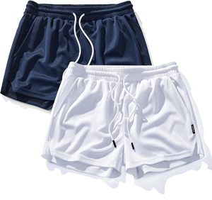 Shorts de sport décontractés pour hommes 2026 à taille élastique, respirants, mi-taille, en polyester tricoté, couleur unie, avec bande latérale, sublimation personnalisée - Product Image 3