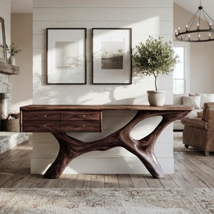 Mesas de Consola Contemporáneas, Mesa de Entrada de Madera Industrial con Cajones, Mesa de Consola de Madera Decorativa Vintage para el Hogar - Product Image 2