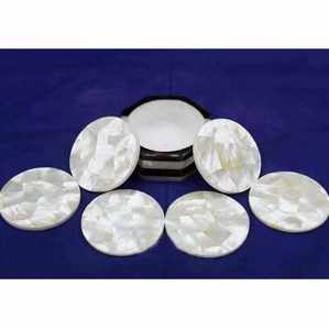 Posavasos Rectangulares de Lujo de Nácar y Nogal Hechos a Mano, Ecológicos, Modernos y Personalizables de 5mm para Hogar y Oficina - Product Image 2