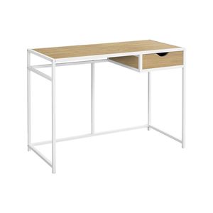 Scrivania per Computer Moderna e Contemporanea da 42 Pollici con Cassetti in Metallo Bianco e Piano in Laminato Naturale per Ufficio Domestico - Product Image 2