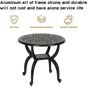 Tavolino Bistrot Rotondo in Alluminio Pressofuso Nero Antiruggine per Esterni/Interni, Giardino, Portico, Balcone - Product Image 4