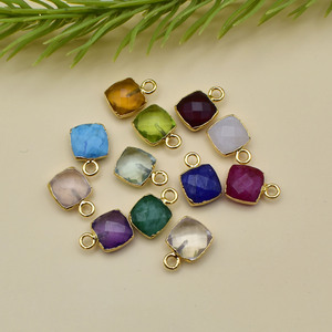 Faceted <b>Garnet</b> Charm Gold Electroplated Pendant | Cushoin Pendant Red Stone for Jewelry Making & Healing Gifts - Product Image 6