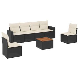 Ensemble de canapés en rotin noir pour l'extérieur avec coussins, mobilier de jardin contemporain, design tissé en PE imperméable - Product Image 4