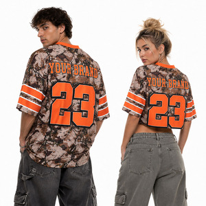 Maillot de football américain unisexe personnalisé imprimé camouflage Real Tree, respirant, coupe oversize et courte, haut de sport tendance, vente en gros usine - Product Image 3