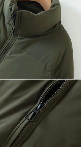 Women's Olive Green Quilted Jacket <b>Stand</b> Collar Full Sleeve Zipper Closure Thick Winter Solid Color Casual <b>Coat</b> - Product Image 4