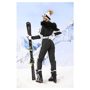 Combinaison de ski pour femme, imperméable, coupe-vent, isolée, avec capuche et col en fourrure, pour sports d'hiver en plein air - Product Image 4
