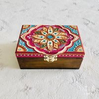 Boîtes en bois pliables à couvercle, imprimées à pois floraux, polies, faites à la main, emballage cadeau de luxe, protection UV, pour bijoux, fabrication artisanale indienne