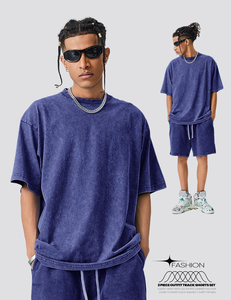 Summer Washed Cotton T Shirt Sweat <b>Short</b> and Shirt Set for <b>Men</b> 2 Piece <b>Patch</b> Embroidery Acid Wash Shirts <b>Shorts</b> Sets - Product Image 5