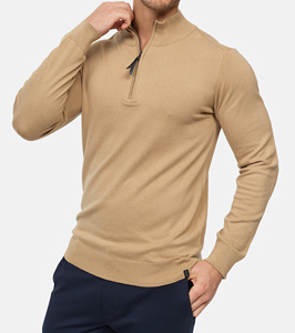 Sudadera de invierno para hombre, bordada, 100% algodón, forro polar, con cremallera de un cuarto, oversize, color liso, gruesa y cálida - Product Image 6