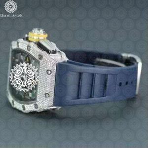Montre de luxe Charm Jewells en acier inoxydable, boîtier de 40 mm, mouvement mécanique analogique, incrustée de diamants, bracelet tendance pour homme, 10 bars - Product Image 3