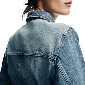Vestes en jean personnalisées pour femmes, manteaux en jean tendance, vêtements d'extérieur décontractés à manches longues boutonnés, OEM ODM, vente en gros - Product Image 3