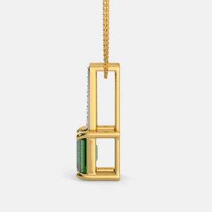 Collier pendentif barre en or jaune avec diamant de laboratoire taille émeraude - Product Image 5