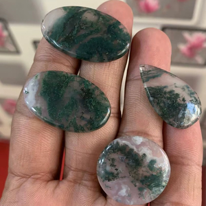 Lot de cabochons en agate mousse naturelle, pierres précieuses en vrac pour la fabrication de bijoux - Product Image 2