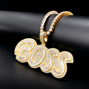 เครื่องประดับฮิปฮอป จี้เพชรโมอิสซาไนต์สำหรับผู้ชาย ตัวอักษรชื่อแบบสั่งทำ เงินแท้ 925 ประดับเพชรโมอิสซาไนต์ VVS สำหรับใส่ทุกวัน - Product Image 1