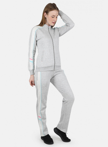 Ensemble de survêtement gris pour femmes, manches longues, col montant, fermeture éclair sur le devant, poches latérales, tenue décontractée - Product Image 5