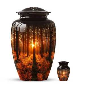 Urnas de Metal para Cenizas Humanas, Urnas para Cenizas de Adultos, Urnas Personalizadas para Mamá, Urnas Funerarias, Urnas con Diseño de Atardecer en el Bosque - Product Image 3