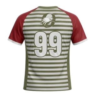 Camiseta Deportiva de Balonmano para Hombre, Roja y Verde Oliva, Sublimada, a Rayas, Manga Corta, Poliéster, Uniforme de Equipo, Ropa Deportiva para Partidos - Product Image 2