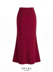 Jupe longue sirène taille haute pour femme FREYA, unie, longueur genou, en Spandex/Polyester, antistatique, décontractée - Product Image 5