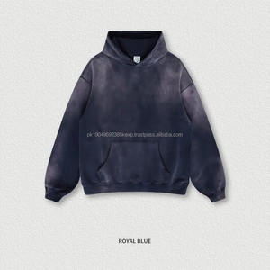 Sudadera con capucha gráfica personalizada de peso pesado Sun Faded Oversize Screen Print Hoodie Acid Wash Vintage Men Pullover Hoodies - Product Image 2