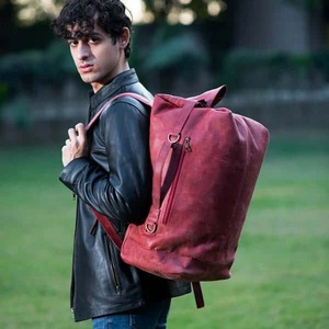 Crazy Horse Maroon Shaded Classic Waterproof Multi-Function Genuine Leather <b>Laptop</b> Briefcase <b>Backpack</b>-Daily Use Travel Bag - Product Image 2