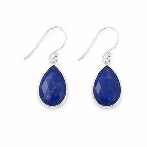 Pendientes de Lapislázuli Natural en Forma de Gota de Agua con Engaste de Plata 925, Gema Azul, Estilo Clásico, Hechos a Mano para Mujer, Uso Diario - Product Image 1