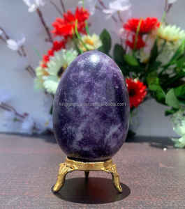 Lepidolita natural en forma de huevo de cristal, ágata, huevos Yoni, piedra curativa pulida con artesanías de piedra semipreciosa estilo Feng Shui - Product Image 4