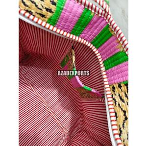 Bolsa de Mano de Algodón AZAD EXPORTS con Bordado de Tigre Verde, Estilo Bohemio, Cierre de Cremallera, Gran Capacidad, para Compras - Product Image 6