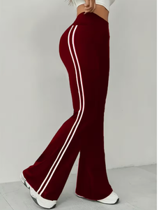 Pantalon de yoga micro-évasé color block tendance pour femme, bas de tenue de sport, pantalon de survêtement mode pour femme, pantalon évasé taille haute pour femme - Product Image 3