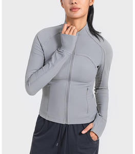 Summer New Zipper Yoga Jacket Long Sleeve Sports <b>Top</b> with <b>Thumb</b> <b>Holes</b> Lightweight Breathable Womens Clothing for Outdoor Running - Product Image 3