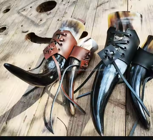 Classic <b>Drinking</b> <b>Horns</b> with Leather Holder for Viking Adventures Medieval Style and Practical Use by Artisan Craft - Product Image 5