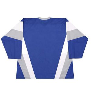 Jersey de Hockey sobre Hielo Sublimado Personalizado en Azul, Blanco y Gris, Uniforme Profesional de Hockey con Nombre del Equipo, Transpirable, de Manga Corta para Hombre - Product Image 2