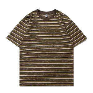 Custom logo <b>Mens</b> Striped <b>Polyester</b> Cotton Tshirt Round Collar Short Sleeve Loose <b>Men</b> Casual Outdoor Daily <b>T</b>-<b>shirts</b> - Product Image 2