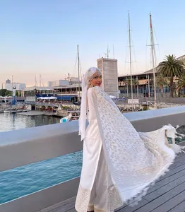 SAFAA - "Opulence Pure: Tissu de Robe en Coton Blanc Jacquard Zari" - Product Image 3