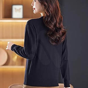 Suéter de Punto 100% Algodón para Mujer, Estilo Invierno 2026, Bordado, Casual, Antiencogimiento, Transpirable, Talla Adulto, Personalizable - Product Image 3