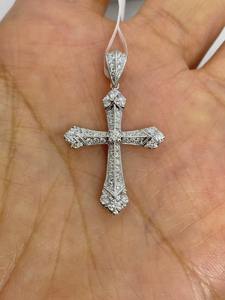 จี้รูปกางเขนสไตล์อาร์ตเดโคประดับมอสซาไนต์ทรงเหลี่ยม เงินแท้ 925 ฝังแบบเบเซลทั้งหมด สไตล์ฮิปฮอป เหมาะสำหรับทั้งชายและหญิง ใช้ในงานปาร์ตี้ - Product Image 3