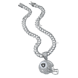 Jewelux Iced Iced Raiders Football Helmet Pendant 22K <b>Silver</b> Plated Rhinestone <b>Charm</b> Hiphop Style Unisex Everyday Wear For Sale - Product Image 4