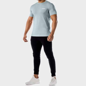 เสื้อยืดแขนสั้นสีฟ้าอ่อนสำหรับผู้ชาย ทรงปกติ คอกลม ผ้าโพลีเอสเตอร์/คอตตอนเจอร์ซีย์ ระบายอากาศได้ดี สวมใส่สบาย โลโก้ด้านหน้าแบบซับลิเมชั่น - Product Image 5