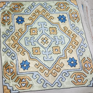 Square Kashmiri Hand Aari Embroidered Bohemian Cushion <b>Cover</b> Cotton Linen Home Decor <b>Throw</b> Pillow <b>Cover</b> Hotel Daily Use - Product Image 1