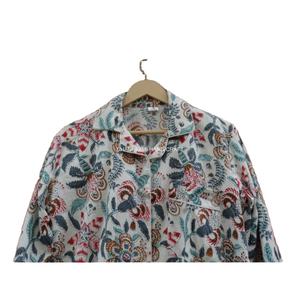 Vente en gros Vêtements de nuit 100% coton Tenue de nuit à imprimé floral Ensemble pyjama robe Grande taille Été Confortable Long Ensemble pyjama - Product Image 1