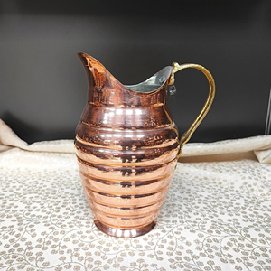 Vintage Copper Pitcher With Gold Handle Metal Water <b>Jug</b> For <b>Drinks</b> Party Use Durable Design - Product Image 1