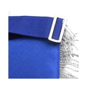Tablier de Maître de Loge Personnalisé Brodé à la Main, en Cuir/Vernis de Mouton Bleu Marine avec Franges Argentées - Product Image 4