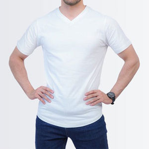 Proveedor de Ropa Deportiva para Hombre 100% Algodón Personalizada, Camiseta Blanca con Cuello en V, Impresión de Logotipo, Envío y Entrega, Diseño OEM - Product Image 4