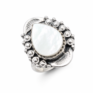 Vintage Boho Pear MOP Gemstone <b>Ring</b> 925 Sterling Silver Rose Gold Yellow Gold Plated Handmade <b>Statement</b> Jewelry Women Unisex - Product Image 1