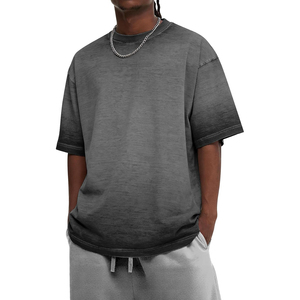 2026 Harry Johnson Production <b>Men's</b> Oversized Acid Wash <b>Longline</b> Short Sleeve <b>T</b> <b>Shirt</b> O Neck Solid Vintage Street Tee OEM ODM - Product Image 3