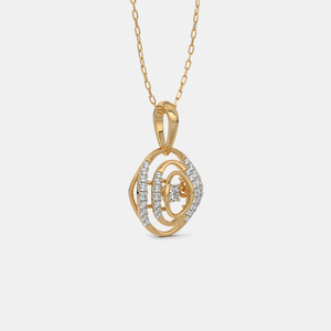 14K Yellow Gold Double Halo Lab Grown Diamond Pendant Necklace - Product Image 5