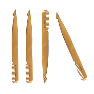 Pince à épiler multifonction en acier inoxydable à prix d'usine avec pointe fine et peigne intégré pour le polissage des sourcils à prix compétitif - Product Image 1